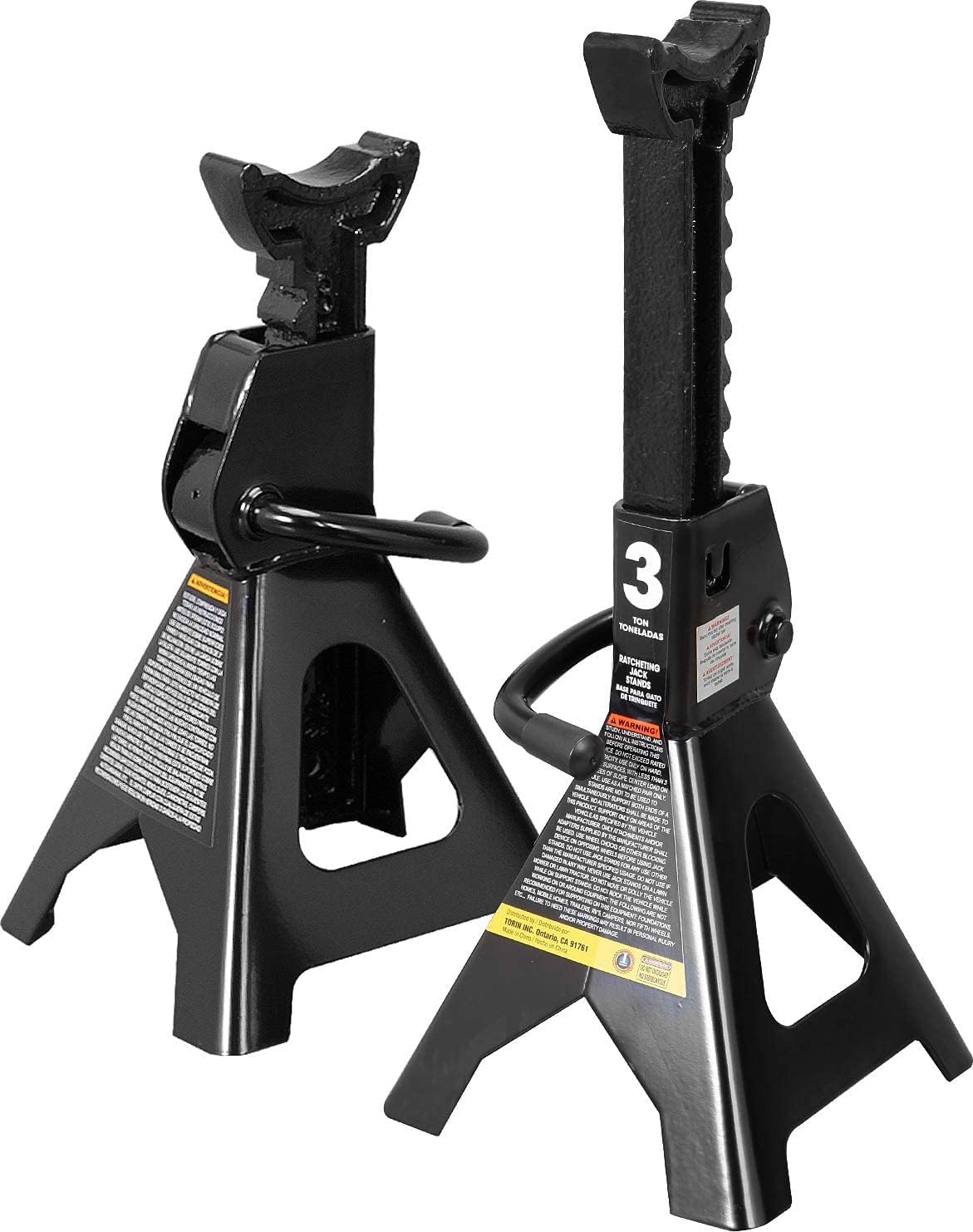 Torin AT43202B-1 Steel Jack Stands: 3 Ton (6,000 lb.) Capacity, Black, 1 Pair