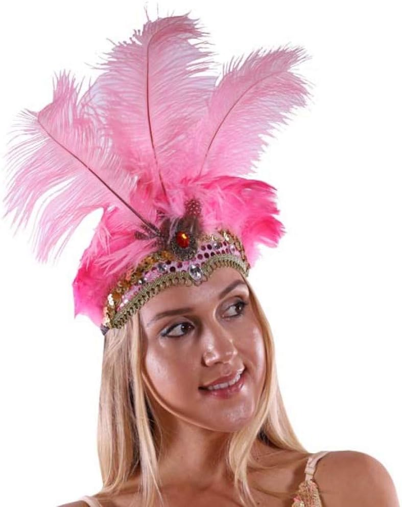 MASQ Show Girl Carnival Festival Masquerade Party Headpiece Ostrich Feather Headband Headdress