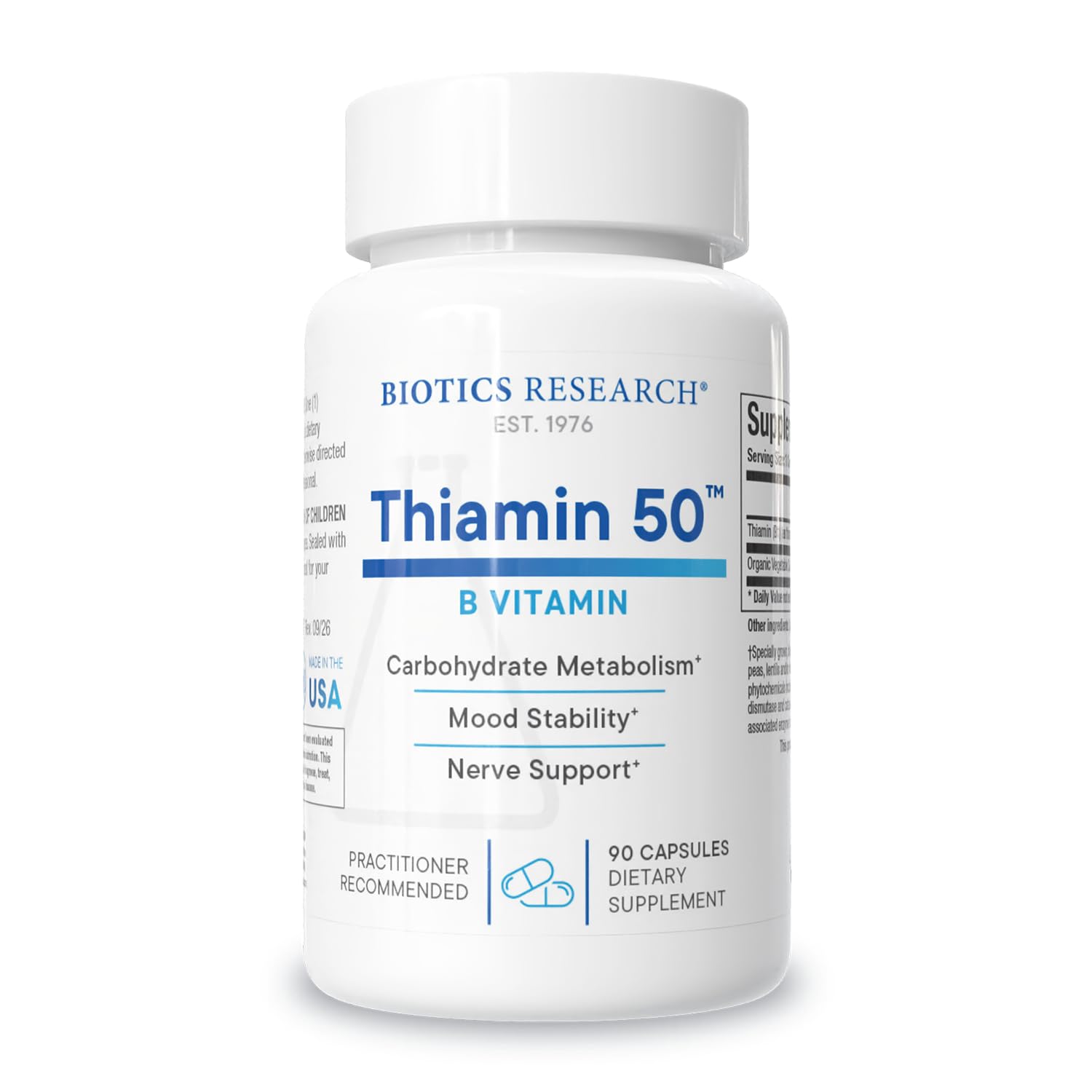 BIOTICS RESEARCH Thiamin 50™ – High Potency Vitamin B1 50 mg 90 Capsules