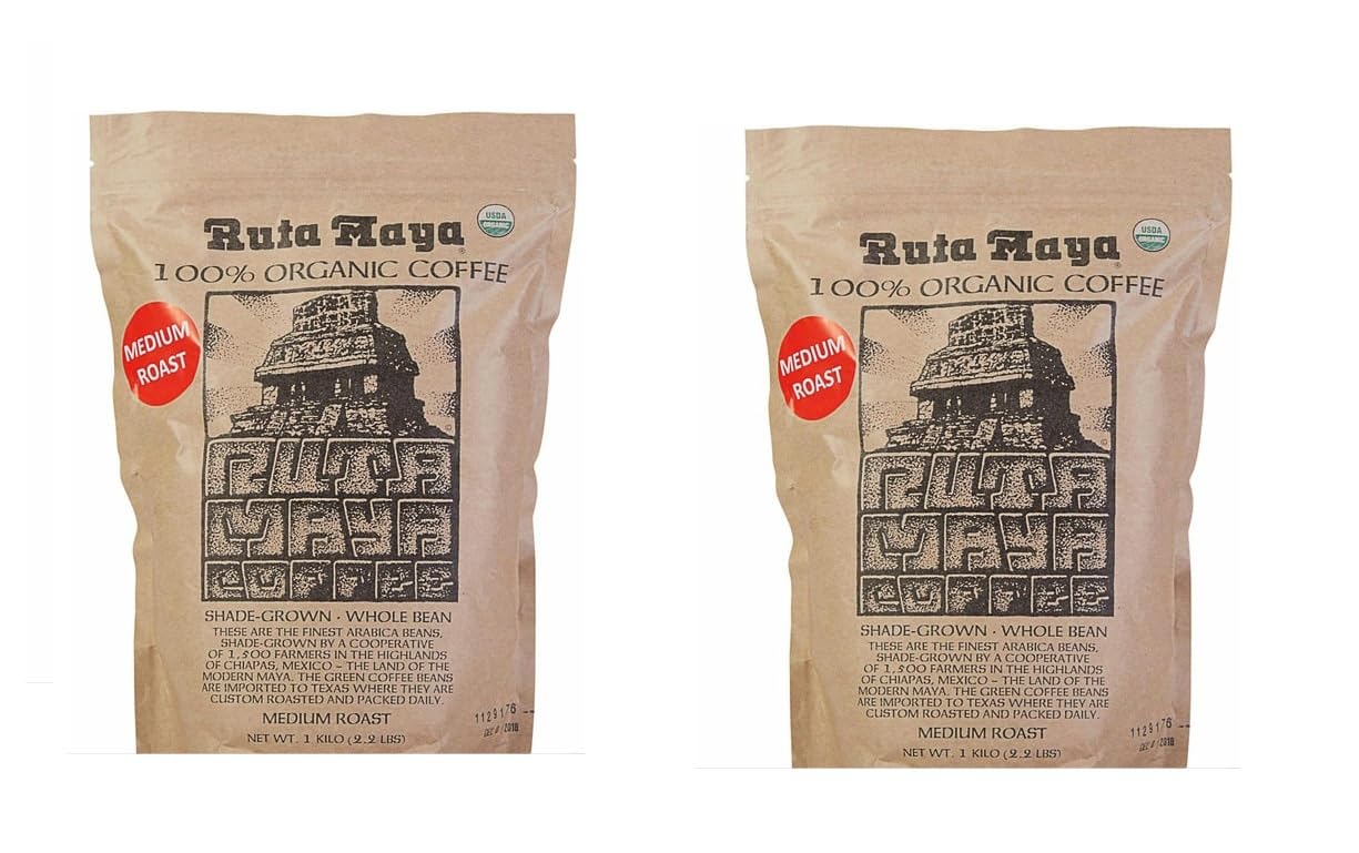 Ruta Maya Organic Medium Roast Whole Bean Coffee 2 Count - 2.2 Lbs. Each