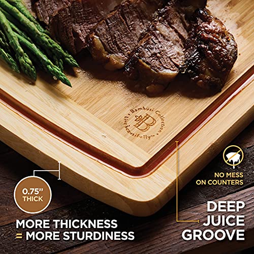 Bamboo Cutting Boards - 2-Pack Wood Cutting Board, Wooden Cutting Boards For Kitchen, 2 Large Cutting Boards - Also Suitable As Charcuterie Boards And Serving Trays - 17.5 X 13 X .75 In #TOP3