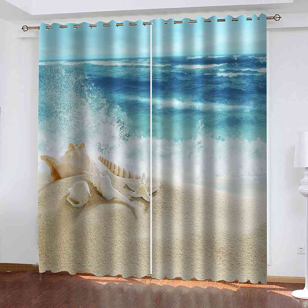 Rideau paysage d'étoiles de mer de plage pour décoration moderne