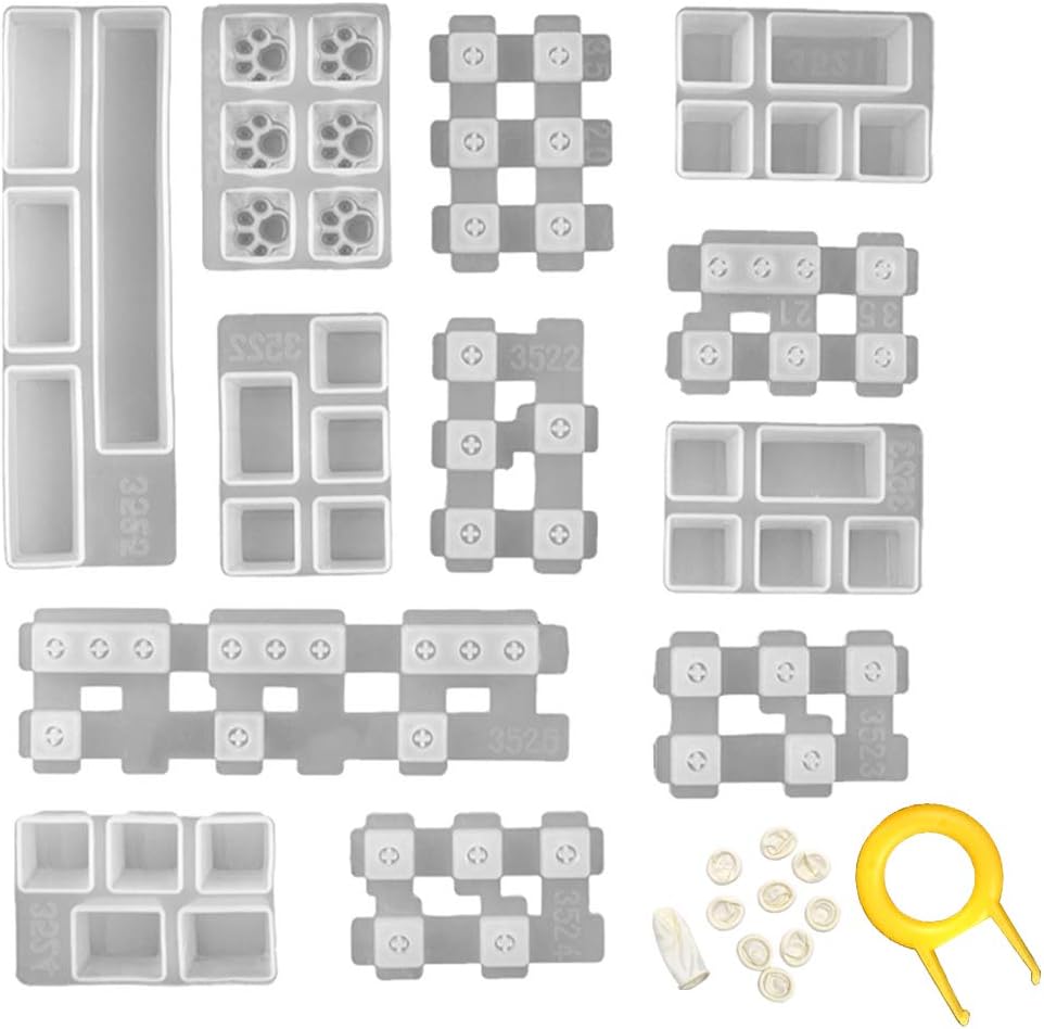 Resin Keycaps Mold, Aulufft 1 Set Keycaps Mold DIY Crystal Casting Key Cap Silicone Mold with Key Puller and Finger Cover for Mechanical Gaming Keyboards Crafts Handmade Making Tools