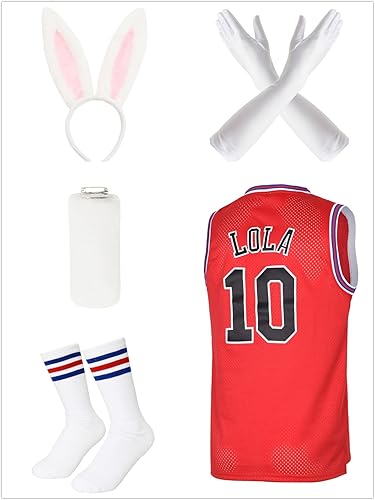 Miniatura 2 de Camiseta de baloncesto de Halloween Bugs Lola Jersey Cosplay camisetas de película para disfraz de fiesta de hip hop con accesorios de fiesta de