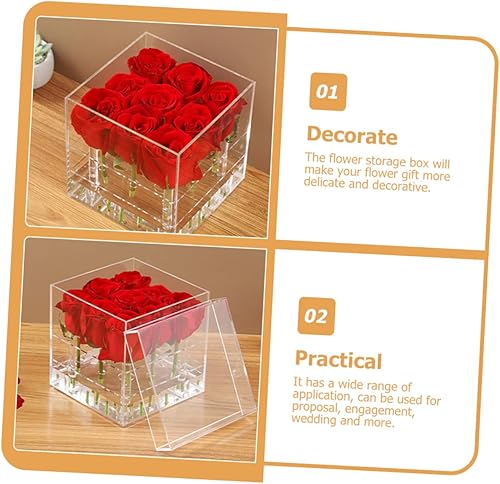 Miniatura 8 de NOLITOY 2 unids transparente caja de rosas florero de vidrio contenedores soporte de flores acrílico flor sostenedor transparente preservado flor
