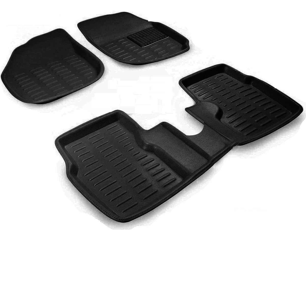 Car 3D Mats Floor Mats Black Set of 3 Pcs for City Ivtec Old (2008-2014)
