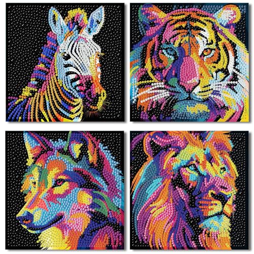 Kit d'art diamant Gemozaic animaux sauvages pour enfants de 8-12 ans