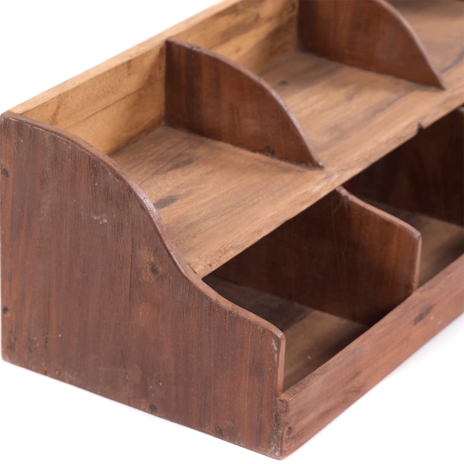 DESIGN DELIGHTS Organizer Storage 80 | Mahagoni Holz, 80 cm, Vier Fächer | Holz Ablage, Büroorganizer, Holzregal, Schreibtisch Ablage