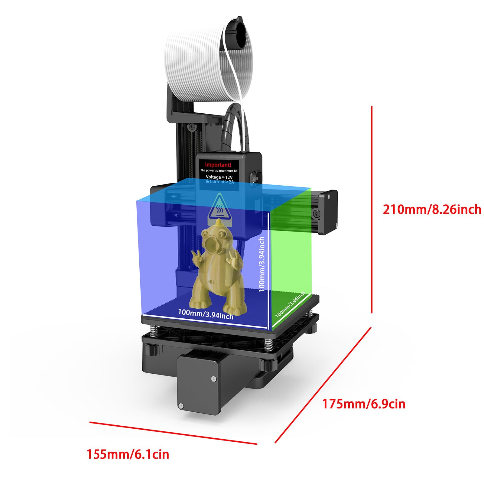 EasyThreed K10 – Mini Stampante 3D Desktop per Bambini, Piattaforma Rimovibile 100x100x100mm, per Principianti (Spina europea)