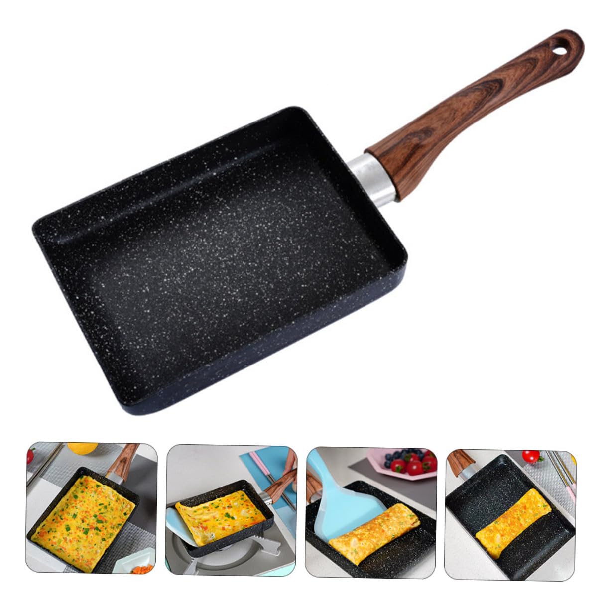 Hemobllo Sartén Tamagoyaki Antiadherente de Cocina Sartén Cuadrada Japonesa para Hacer Tortillas y Crepes de Utensilio de Cocina Color Aleatorio