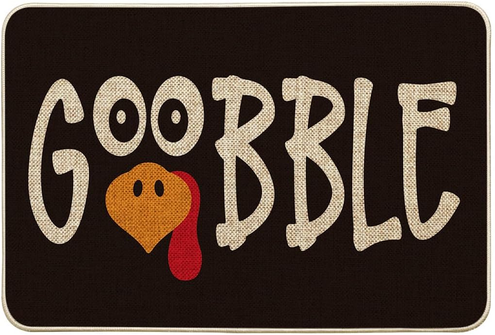 Artoid Mode Gobble Turkey Thanksgiving Doormat, Thanksful Fall Home Decor Low-Profile Switch Rug Door Mat Floor Mat for Indoor Outdoor 24x35 Inch