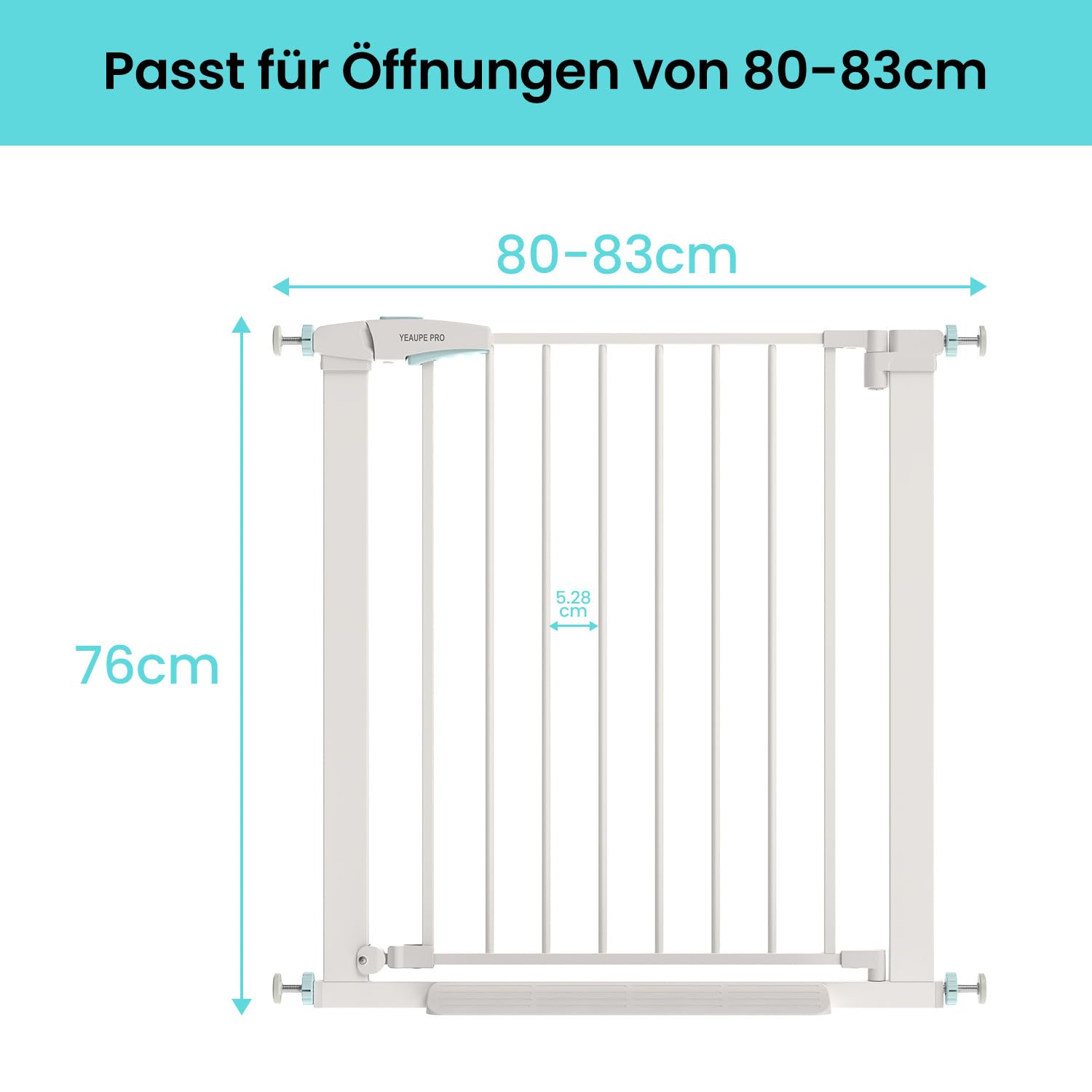 YEAUPE PRO Treppenschutzgitter Ohne Bohren, für Breiten 80-83 cm