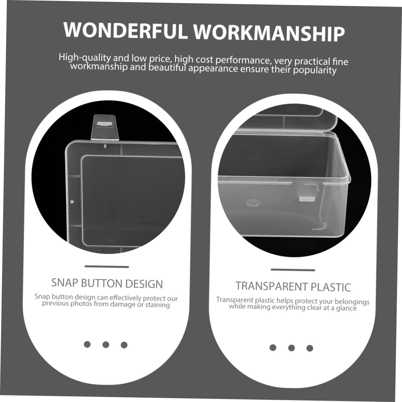Multifunktionaler Fotocontainer Portable Fotoaufbewahrungsbox aus Kunststoff mit 4 Kleinen Boxen für Karten und Schmuck im Haushalt