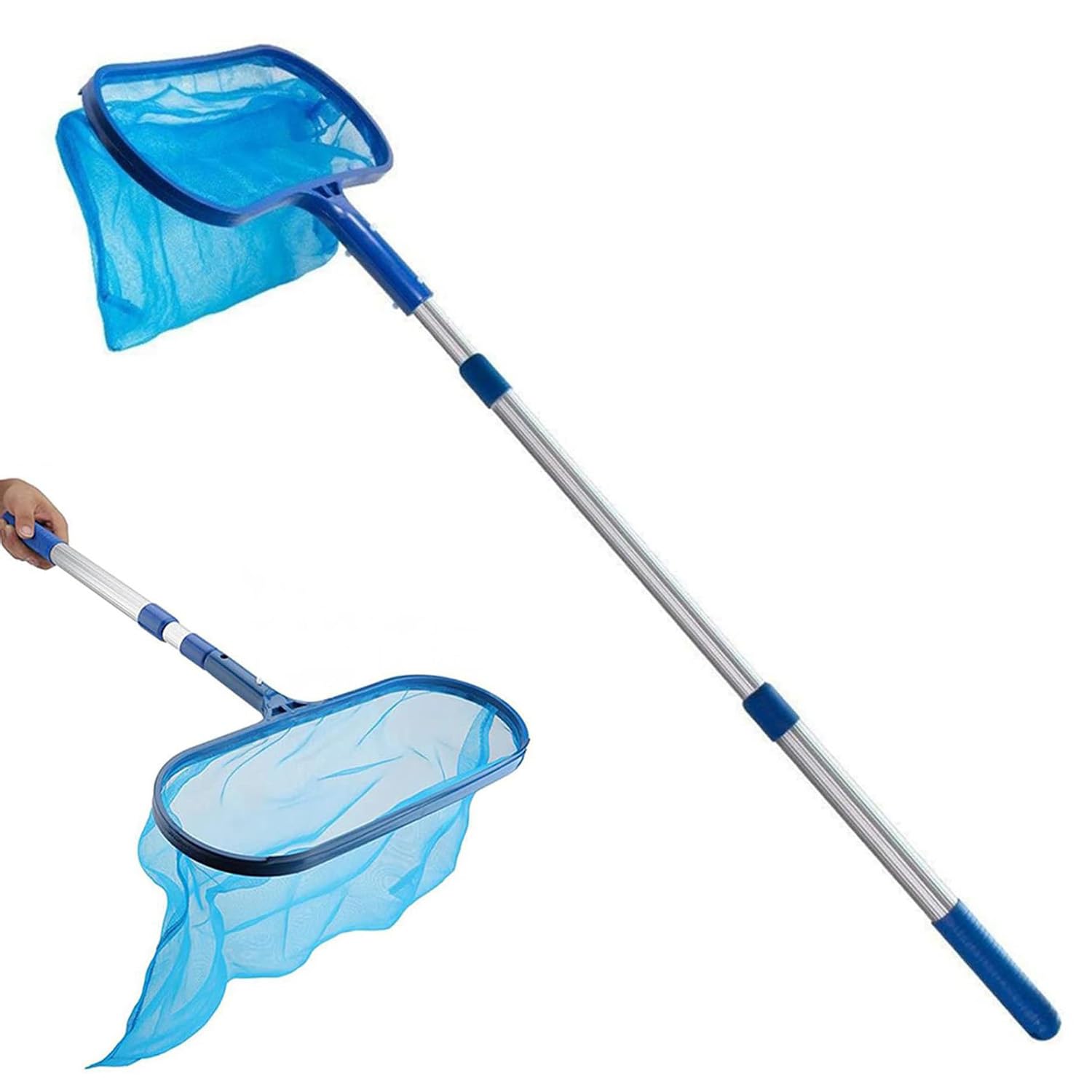 PANCA Swimming Pool Cleaning Net with Long Retractable Handle 44cm–105cm | Heavy Duty Deep Leaf Skimmer Net for Pools, Ponds, Aquariums & Outdoor Water Cleaning