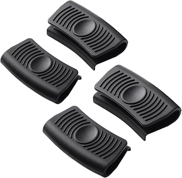 4 Pack Silicone Pot Handle Covers, Heat Resistant, Non Slip, Easy to Clean, Black