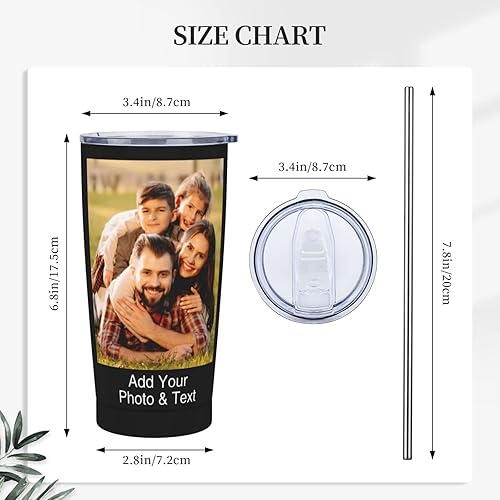 Miniatura 3 de Vaso de fotos personalizado con imagen, tazas de café personalizadas con tapas y pajitas para mujeres y hombres, regalo de cumpleaños y Navidad