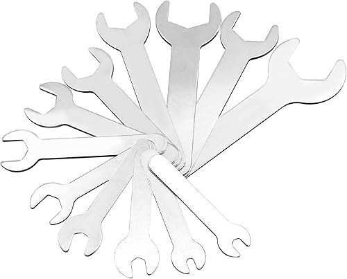 Juego de llaves de un solo puerto, 12 piezas (0.2-0.9 in), acero inoxidable plateado, recubrimiento en polvo, extremo abierto, sin chispas