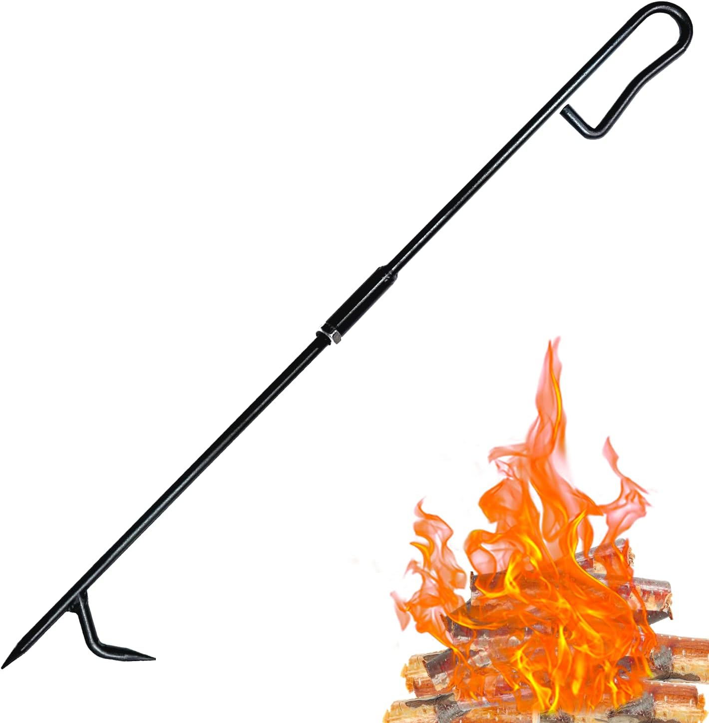 TAFEIDA Fire Poker for Fire Pit. Fireplace Poker with Upgrade Removable Design. Premium Solid Steel Fire Pit Poker is The Best Fire Pit Accessories for Fireplace Camping Wood Stove Indoor and Outdoor