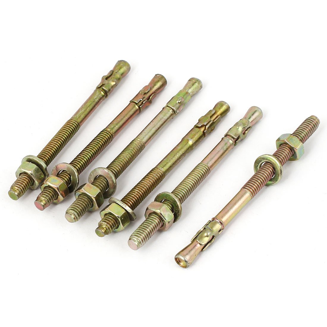 Aexit 6pcs M6x80mm Anchors Metal Wedge Anchor Car Repair Gecko Expansion Bolt Expansion Anchors Bronze Tone