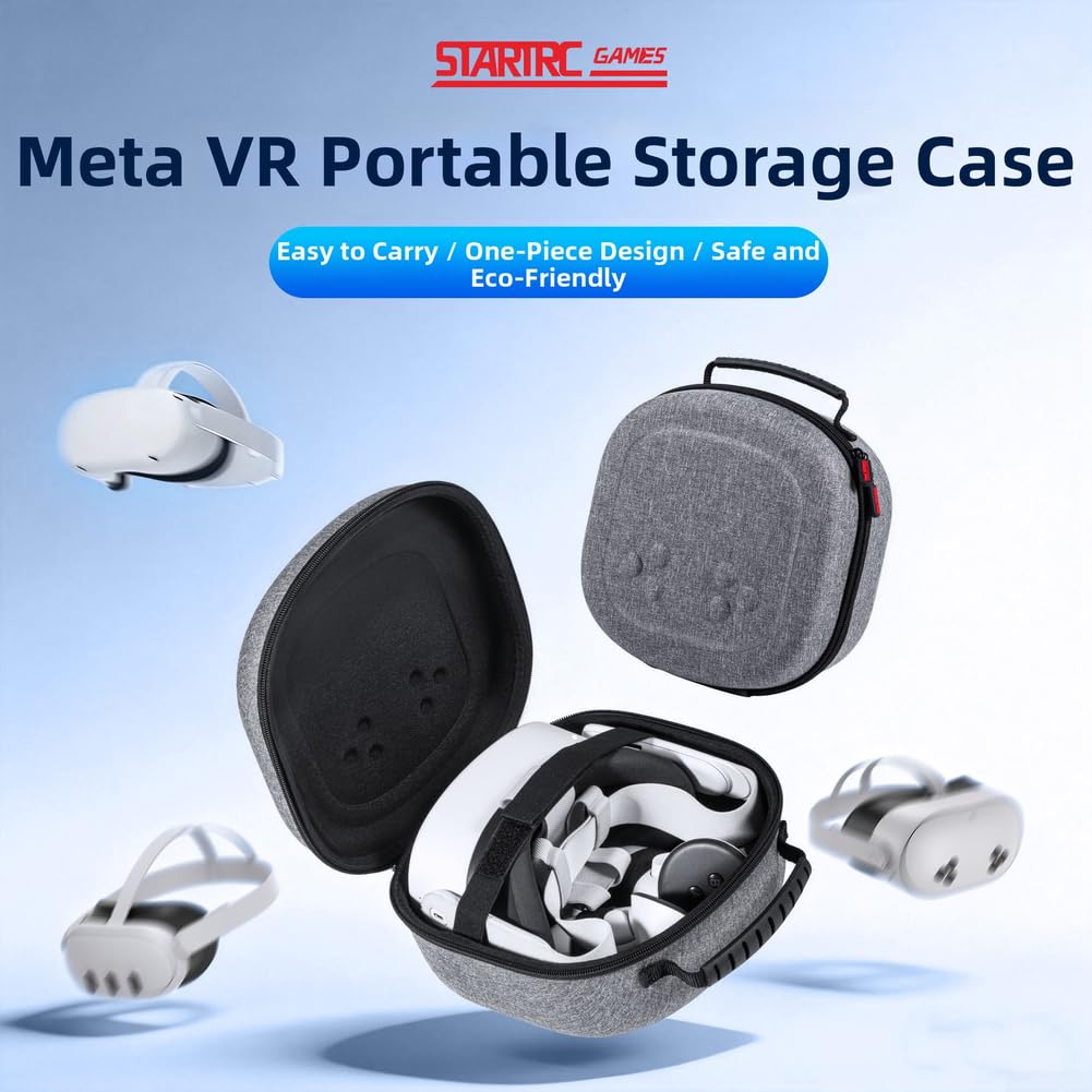 Étui de transport compact et rigide pour Meta 3/2/3S, sacs de rangement VR avec organisateur pour manettes de casque, accessoires en nylon (noir)
