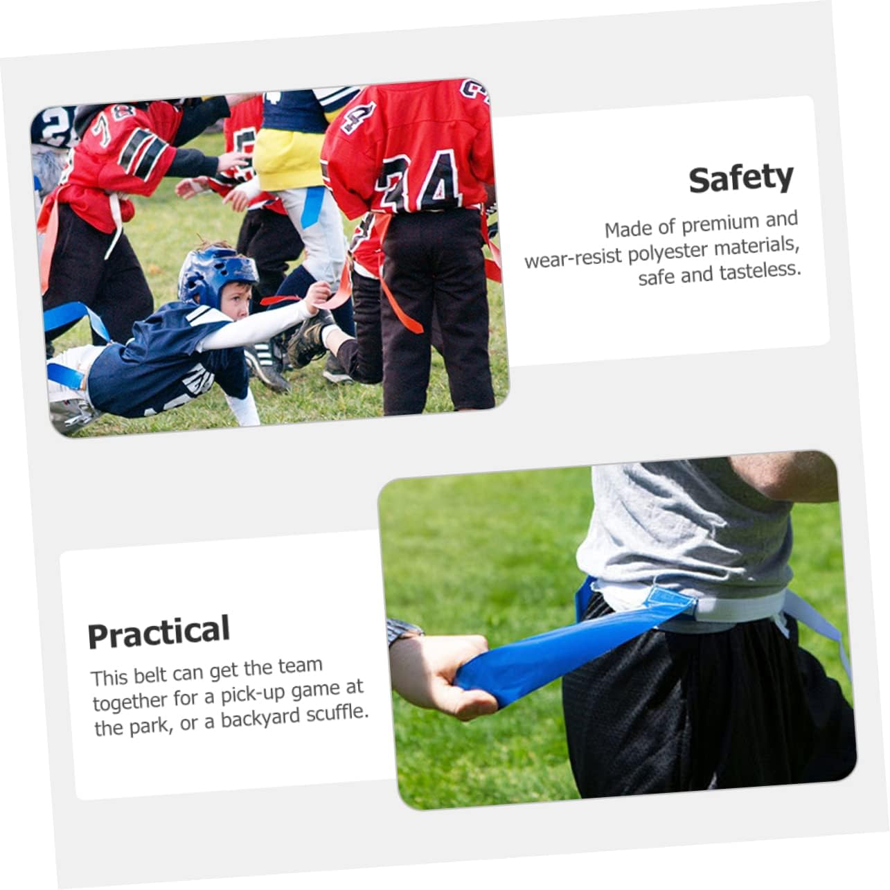 1Set Adjustable Flag Football Belt Set White Waist Belts Flags Markers and Black Storage Bag for Youth and Outdoor Durable Rugby Supplies