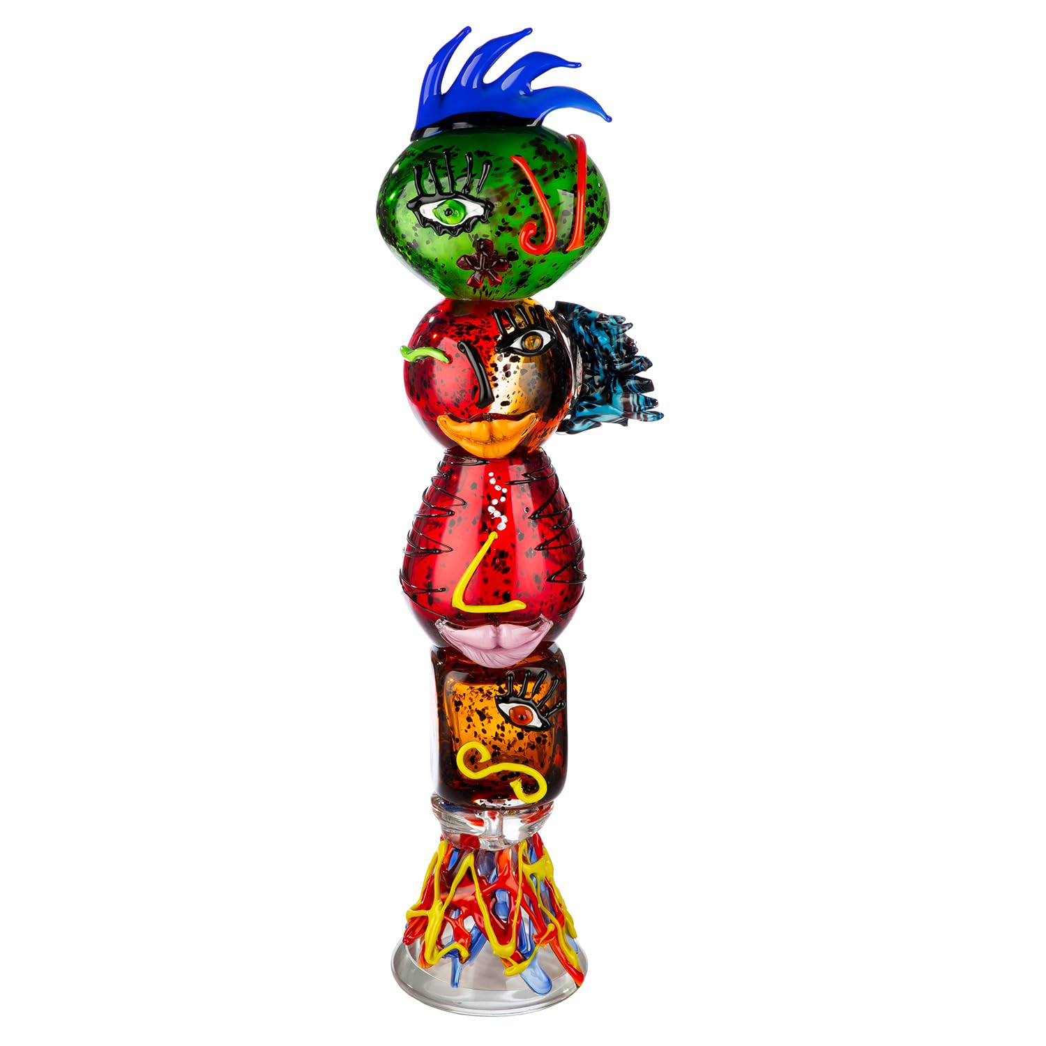 GILDE GLAS art Lakosta Glass Decorative Object - Head Shape - Multicoloured - Height 80 cm x Width 23 cm - Decoration - Eye-catching in Any Room