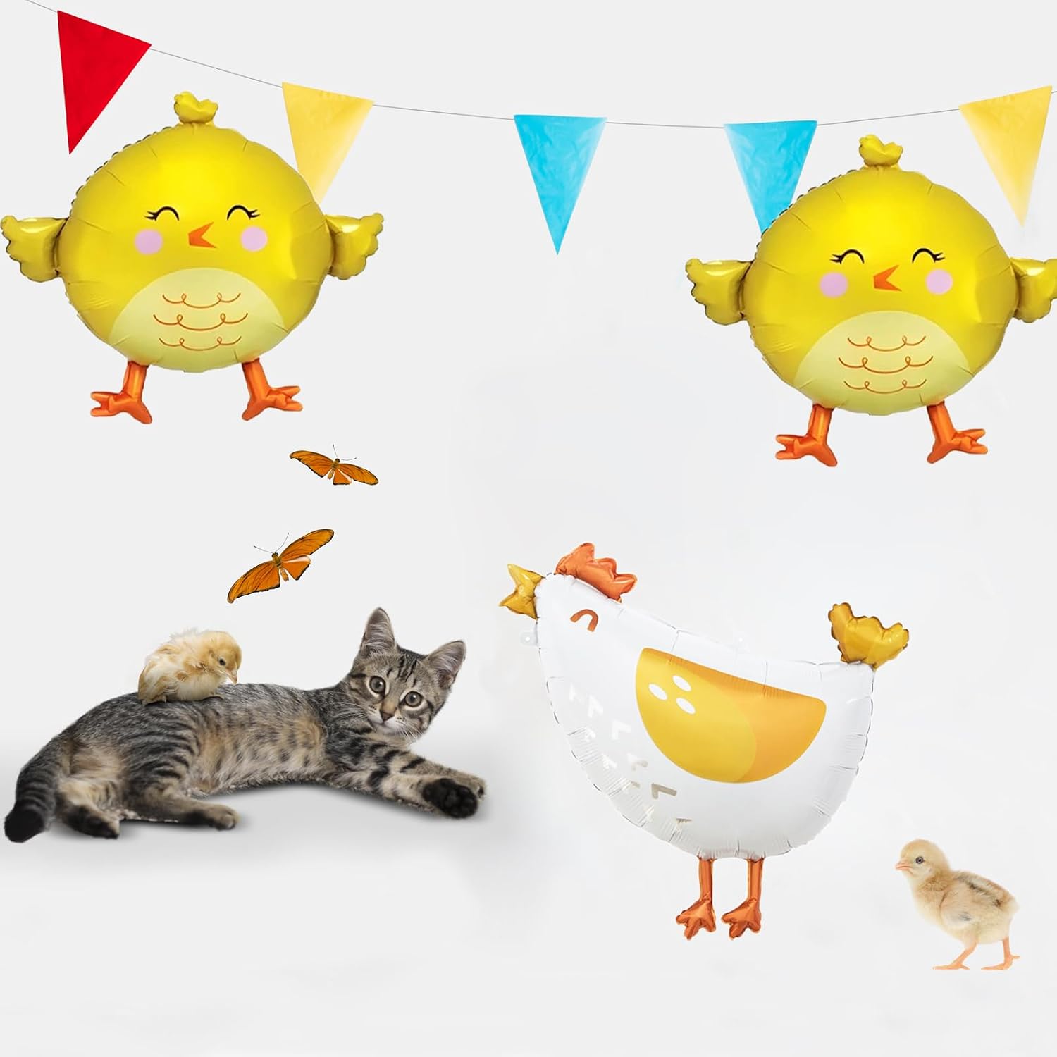 Chicken Balloons, 6Pcs Farm Animal Decorations Balloons Hen Animals Balloon Chicken Foil Balloon for Birthday Baby Shower Farm Animal Chicken Themed Party Decorations Supplies image 4