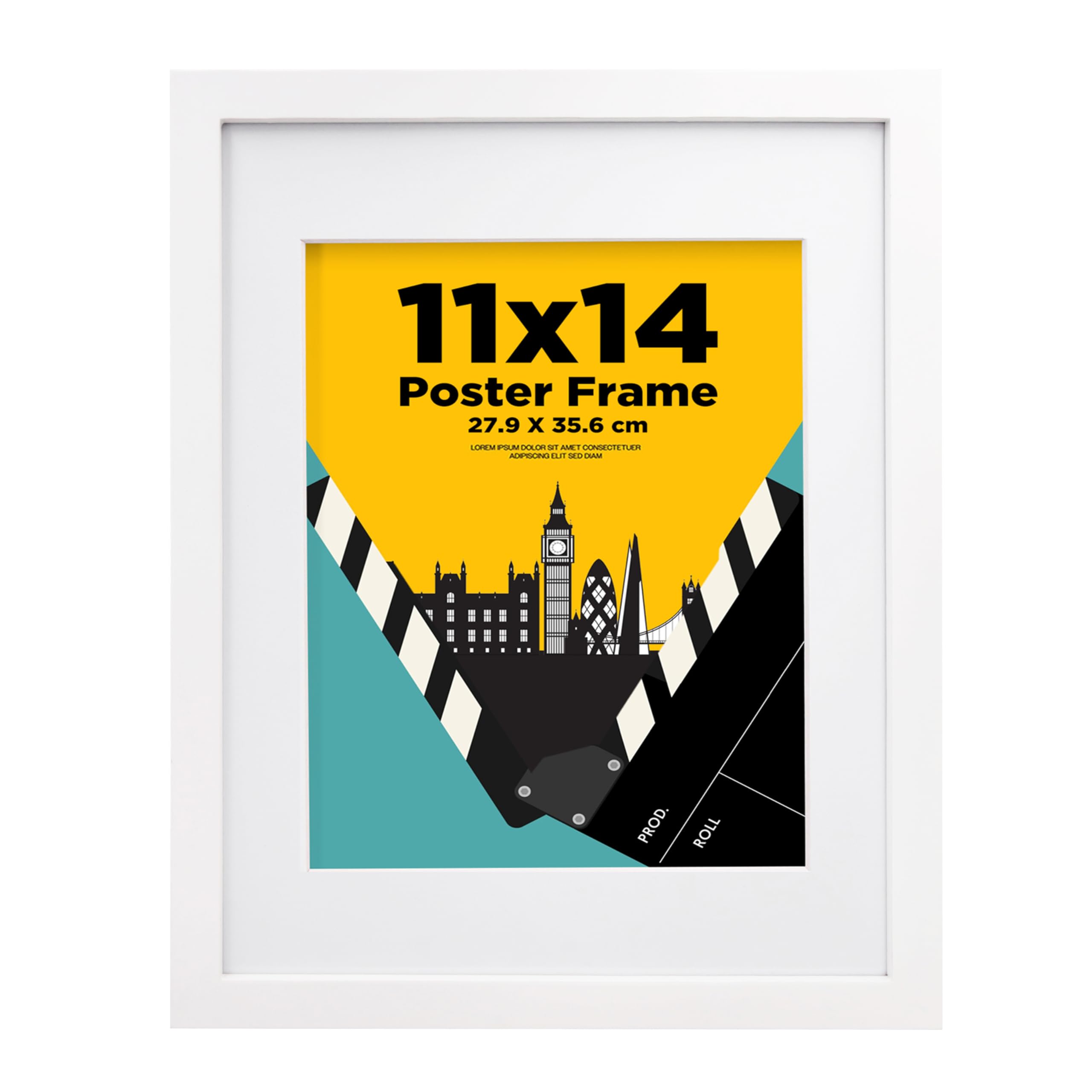 EGOFINE 14x11 Picture Frame,100% Solid Wood Frames with 10x8 Mat,14x11 Photo Frames with Plexiglass,35.6x27.9cm Poster Frame for Tabletop and Wall Mounting,White