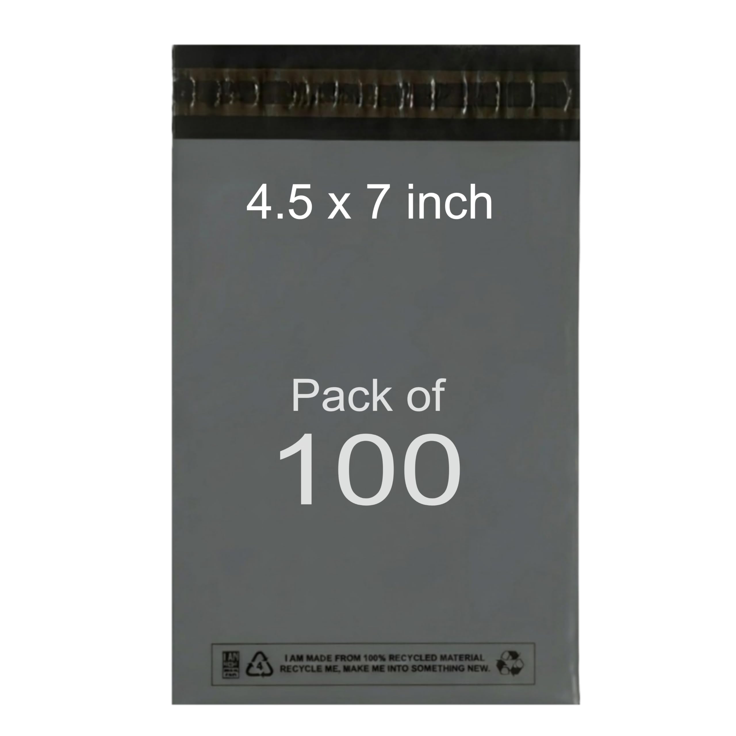 Pack It Pro Grey Parcel Bags 100 Pack 4.5X7 Mailing Bags, Small Postage Poly Mailers, Strong Self-Seal Envelopes, Tamper Proof Plastic Packaging Bag, Shipping, Delivery, Courier