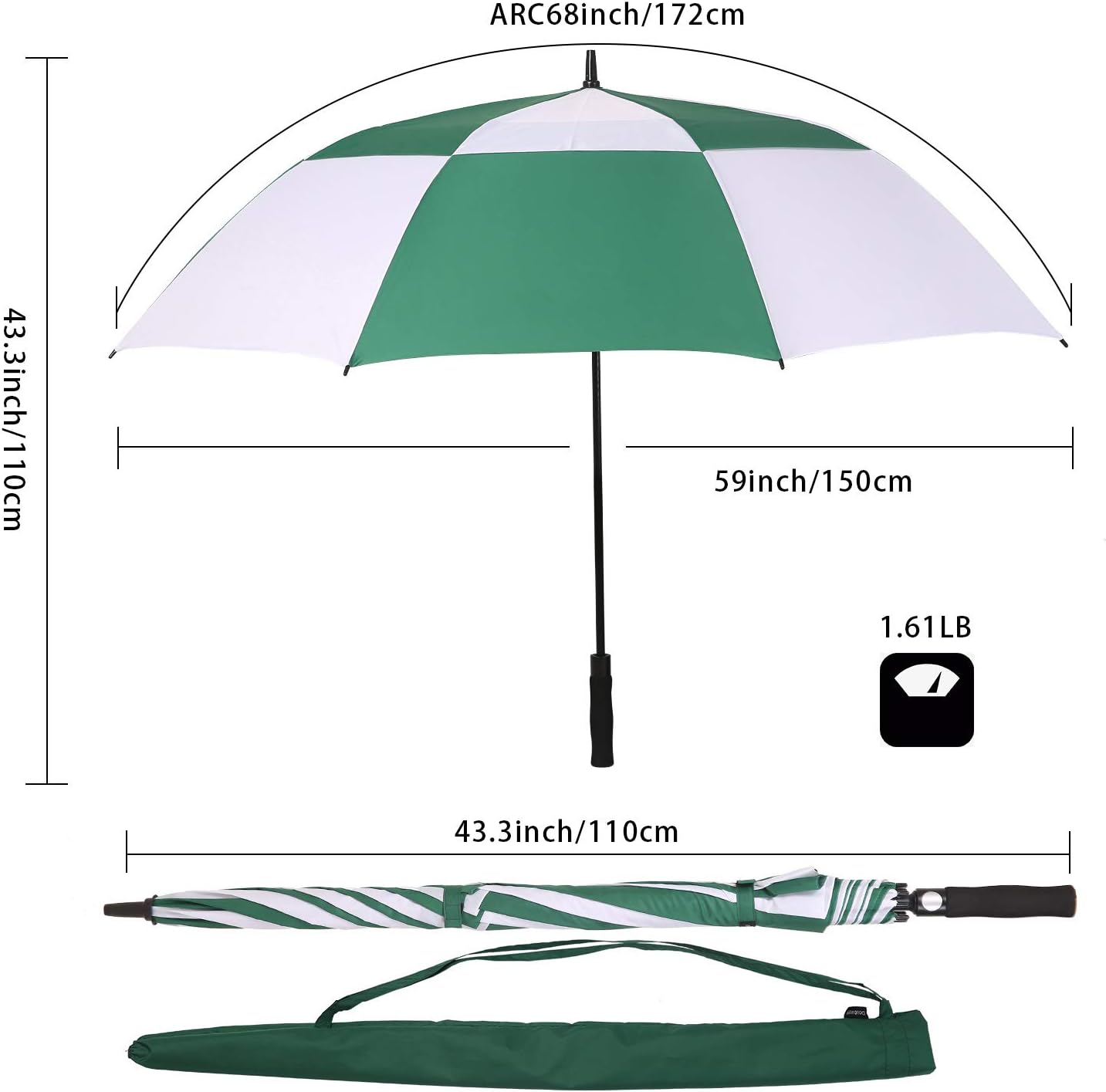 golf umbrella large oversize 68 inches air vent double canopy windproof automatic straight rain umbrellas for men and women - Image 2