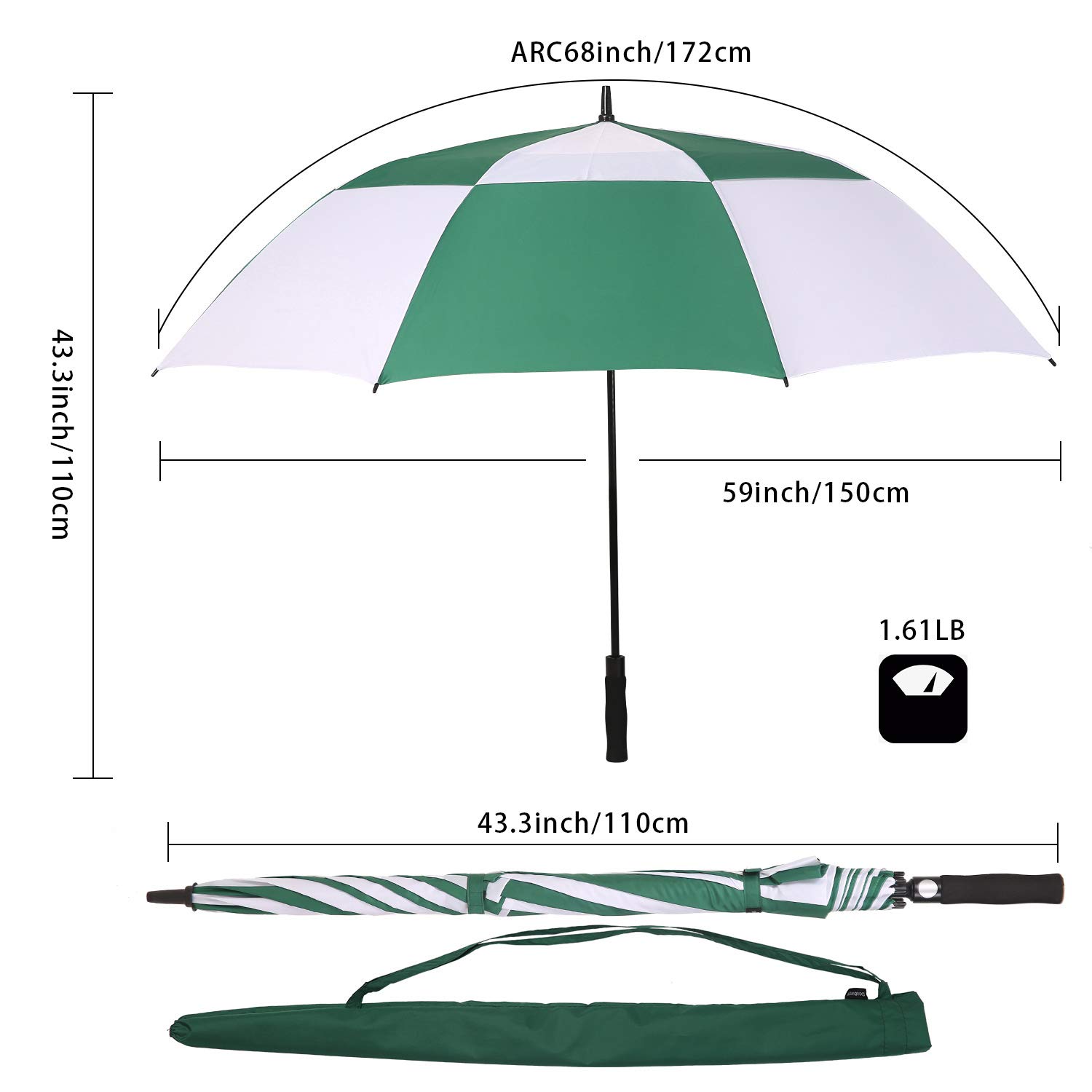 parasol golfowy duży oversize 172 cm otwór wentylacyjny podwójny baldachim wiatroszczelne automatyczne proste parasole przeciwdeszczowe dla mężczyzn i kobiet