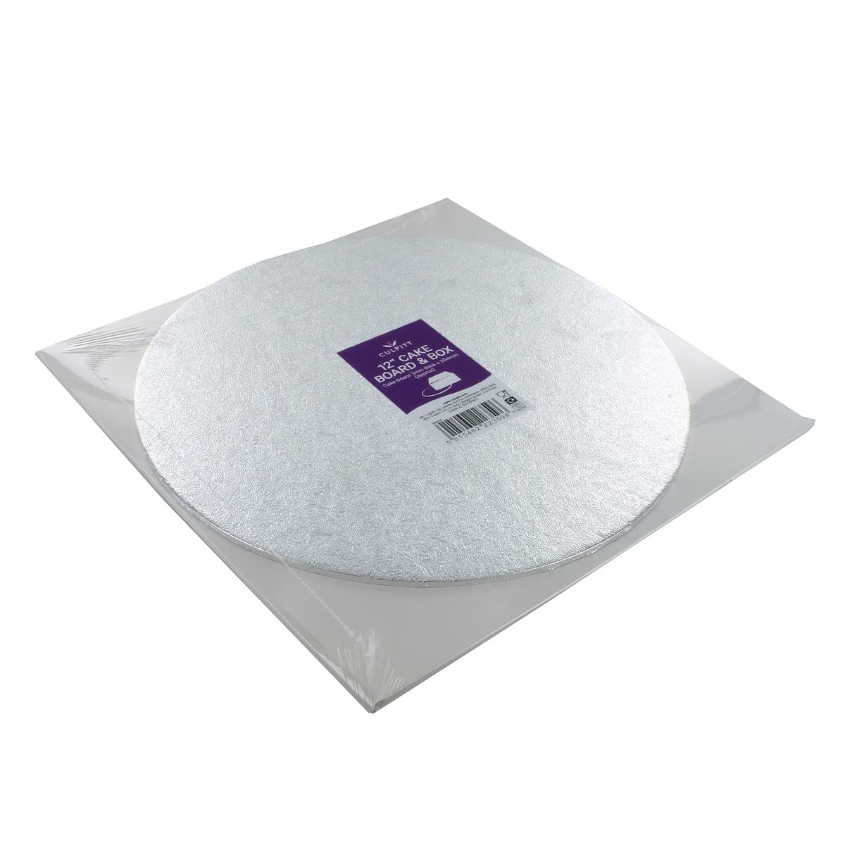 Culpitt 12" (30cm) Round Silver Cake Card & White Box Combo, 3mm Turned Edge Board and for Sponge Cakes Muffins, Cupcakes - Image 2
