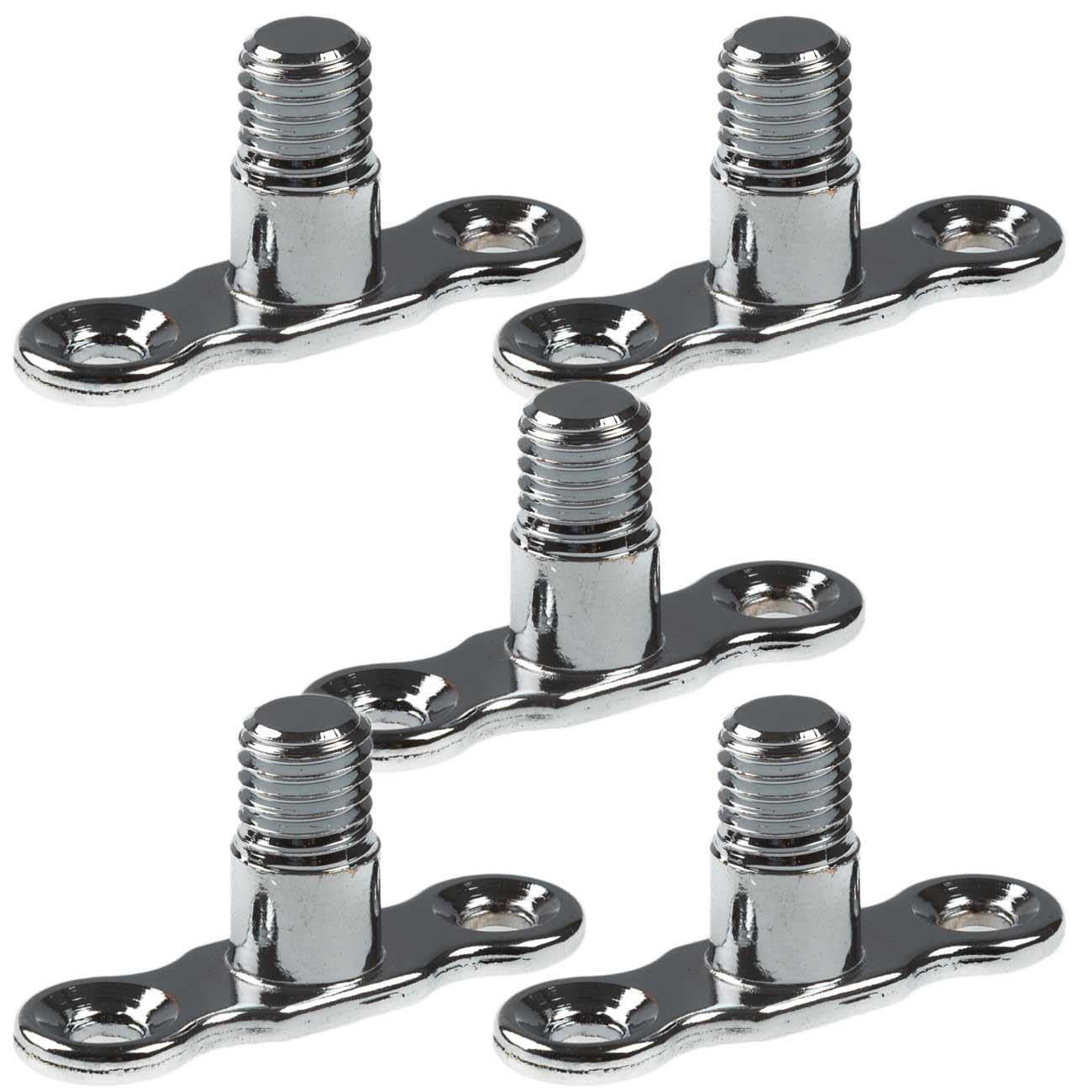 5 x Male Back Plate for Munsen Rings Chrome M10 Thread Wall Bracket