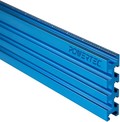 POWERTEC 71488 - Valla de aluminio multipista en T con medición láser de derecha a izquierda 3 pulgadas de alto x 24 pulgadas de largo
