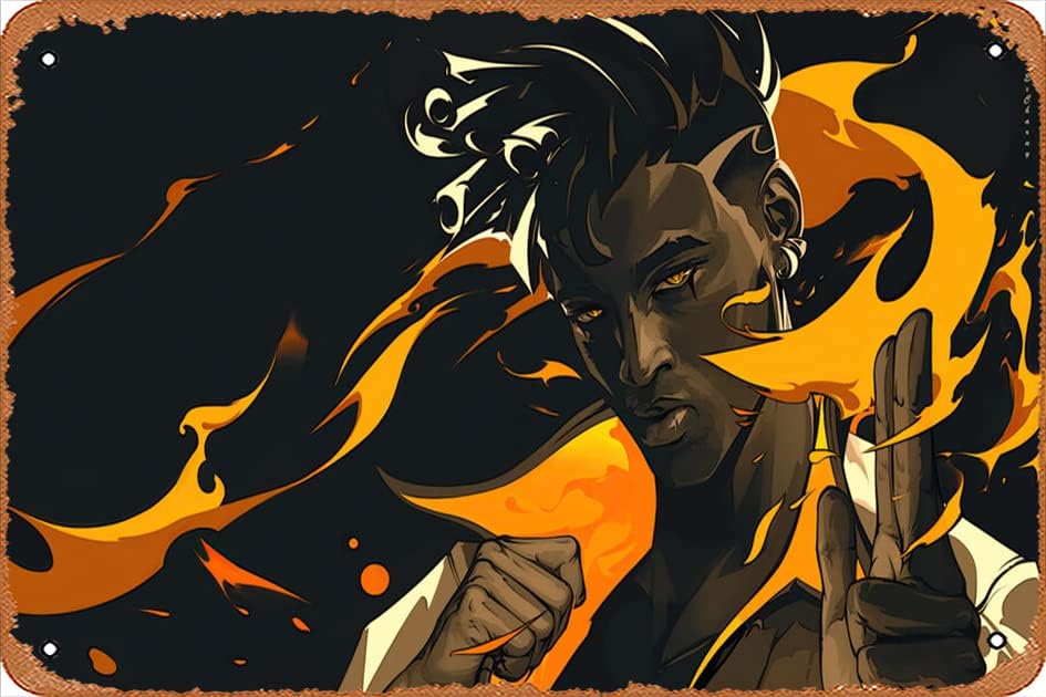 ASIOADWNA Vintage Metal Poster - Valorant, Phoenix, Game, Art, 4K, Tin Sign 8x12 Inches Suitable for Wall Decoration of Bar,Cafe,Garage,Man CAVE