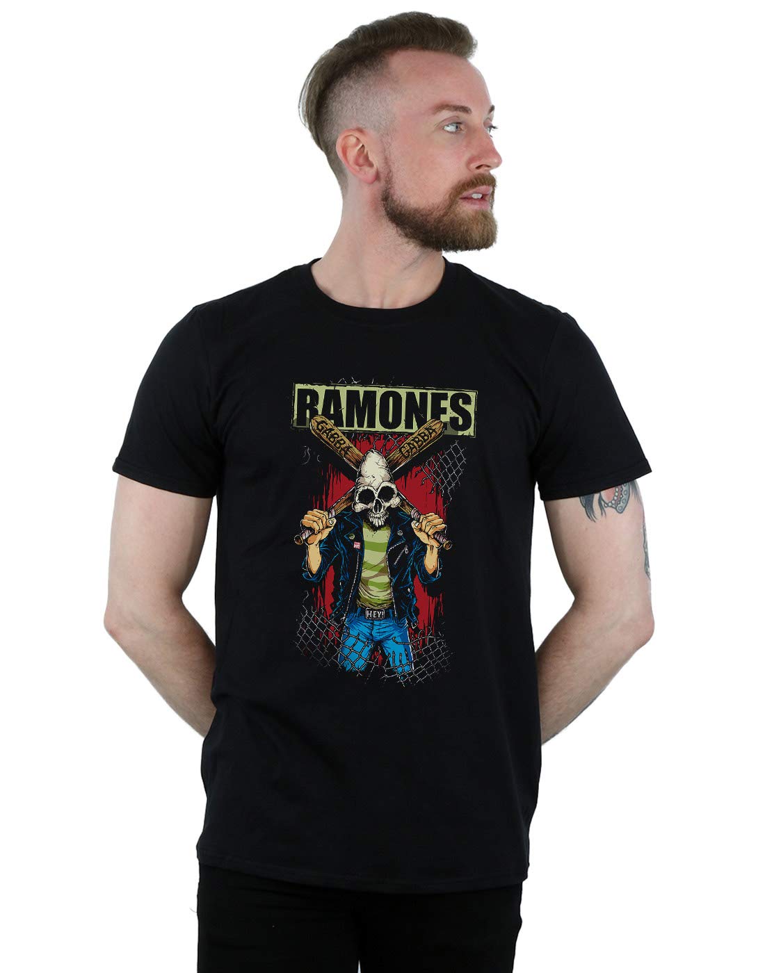 Absolute Cult Men's Black Ramones Gabba Gabba Hey Pinhead T-Shirt X-Large