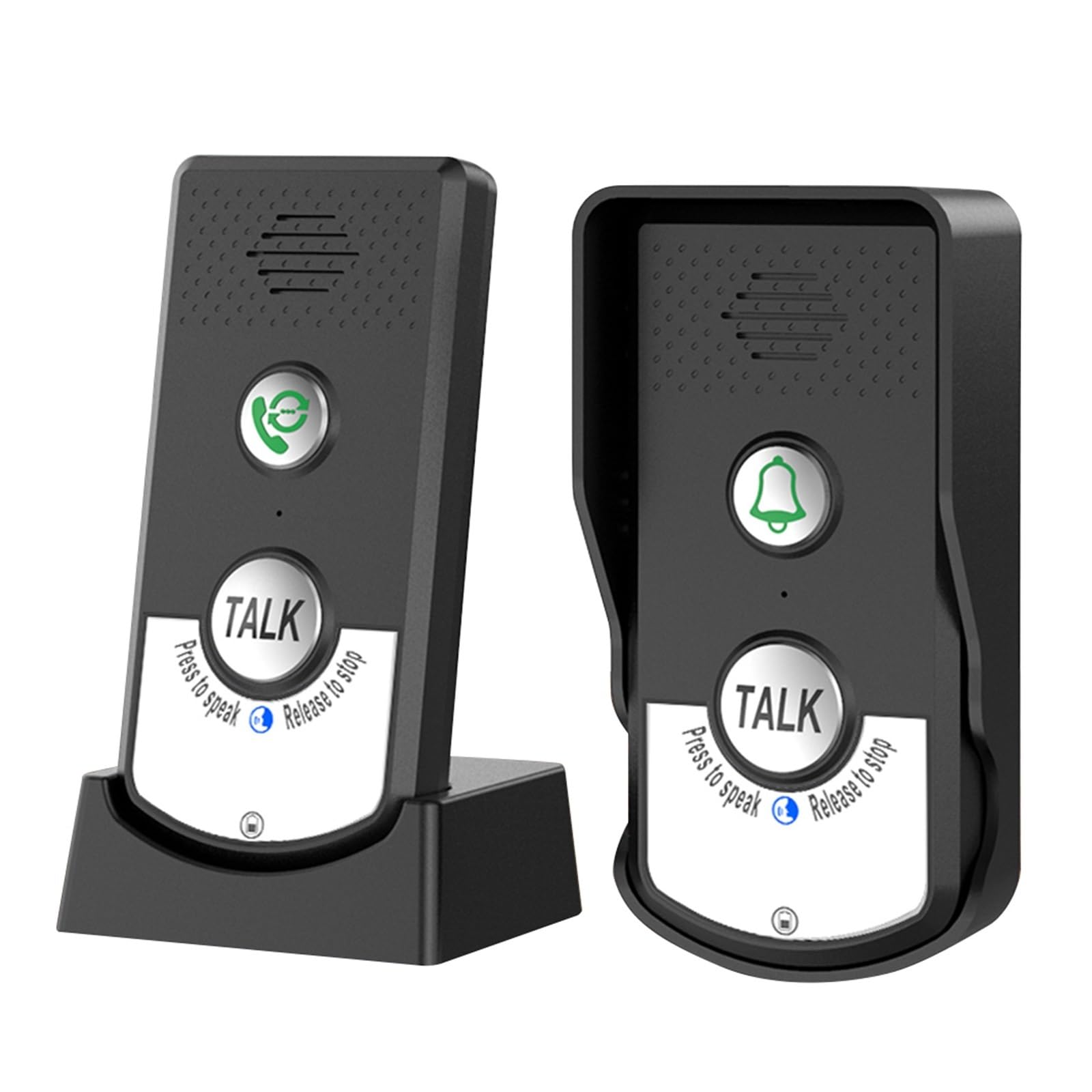 THikk Carillon de Sonnette de Porte Intelligent étanche, Rechargeable, interphone 1.5km, Appel Vocal, Kits de Boutons UV Longue Distance for intérieur et extérieur(1 to 1 Black)