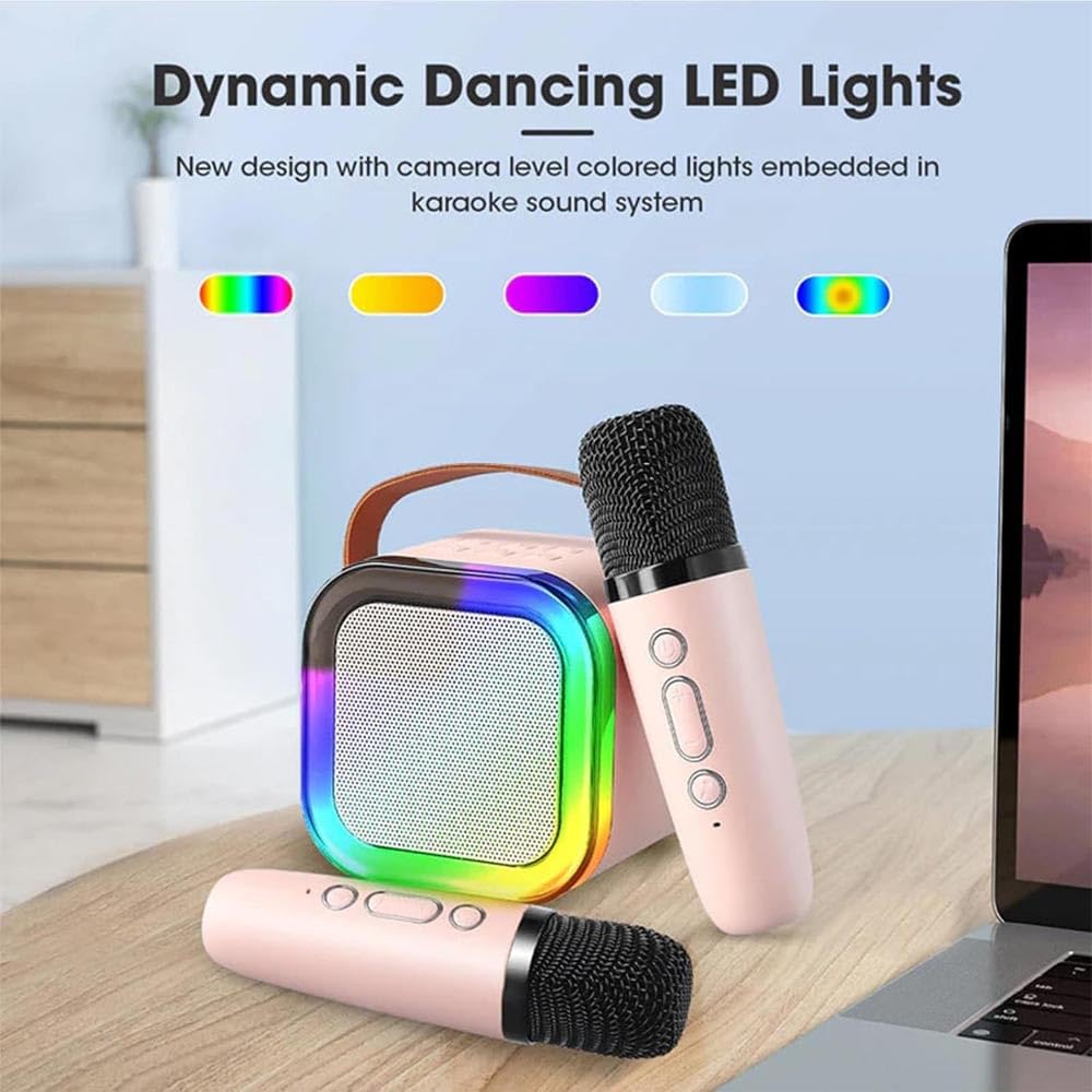 Mini Macchina Karaoke Per Bambini E Adulti,Karaoke Con 2 Microfono Karaoke Per Bambini Mini Cassa Bluetooth Portatile Con Led Luci E Cambia Voce,Mini Karaoke Macchina Per Bambini E Adulti (Nero)