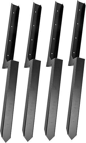 Miniatura 2 de Reparación de postes de valla, valla, poste en T, base de poste de 4 x 4, estacas de reparación de poste de valla de acero con diseño en forma de H,