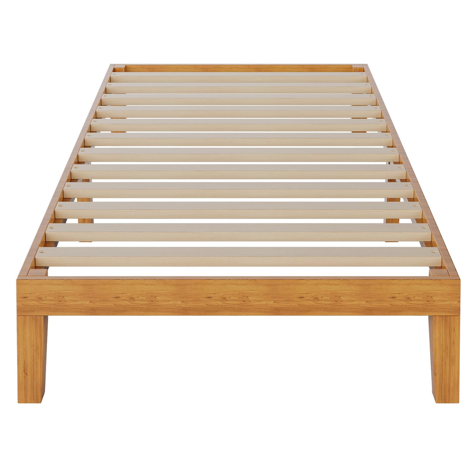 yapamar wood bed frame, wooden platform bed frame mattress foundation with support slats, natural pine - twin