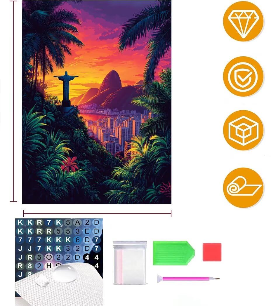 Diamentowy obraz dla dorosłych, Rio De Janeiro, diamentowy obraz, 5D, "zrób to sam", do dekoracji pokoju, salonu, na prezent, 50 x 80 cm, 2-017EV72