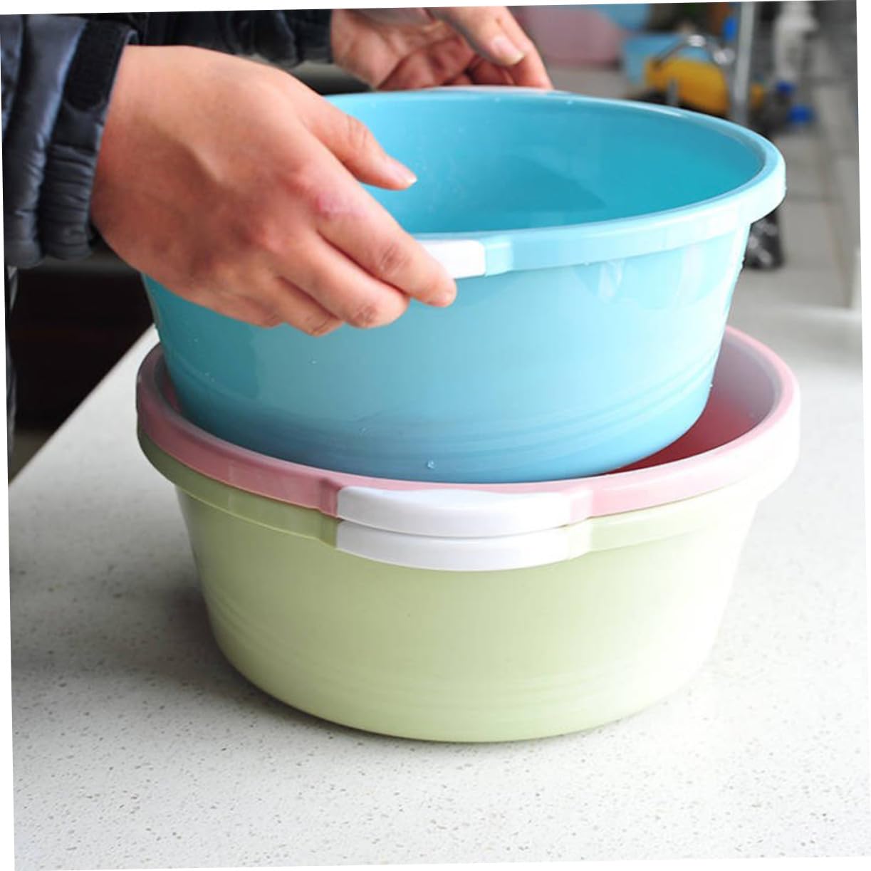 2 Pezzi Vaschetta i Piedi in Plastica Rosa Multifunzionale e Salubre per Bagno e Cucina Materiale Pp Resistente e Leggero