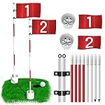 THIODOON Golf Flagstick 6ft Golf Flag and Cup for Yard Pro Detachable Golf Hole Cup and Flag for Driving Range Backyard Upgrade Anti-Rust Glass Fiber 5-Section Design with Connectors (Premium Flagstick Set -2 Pack)