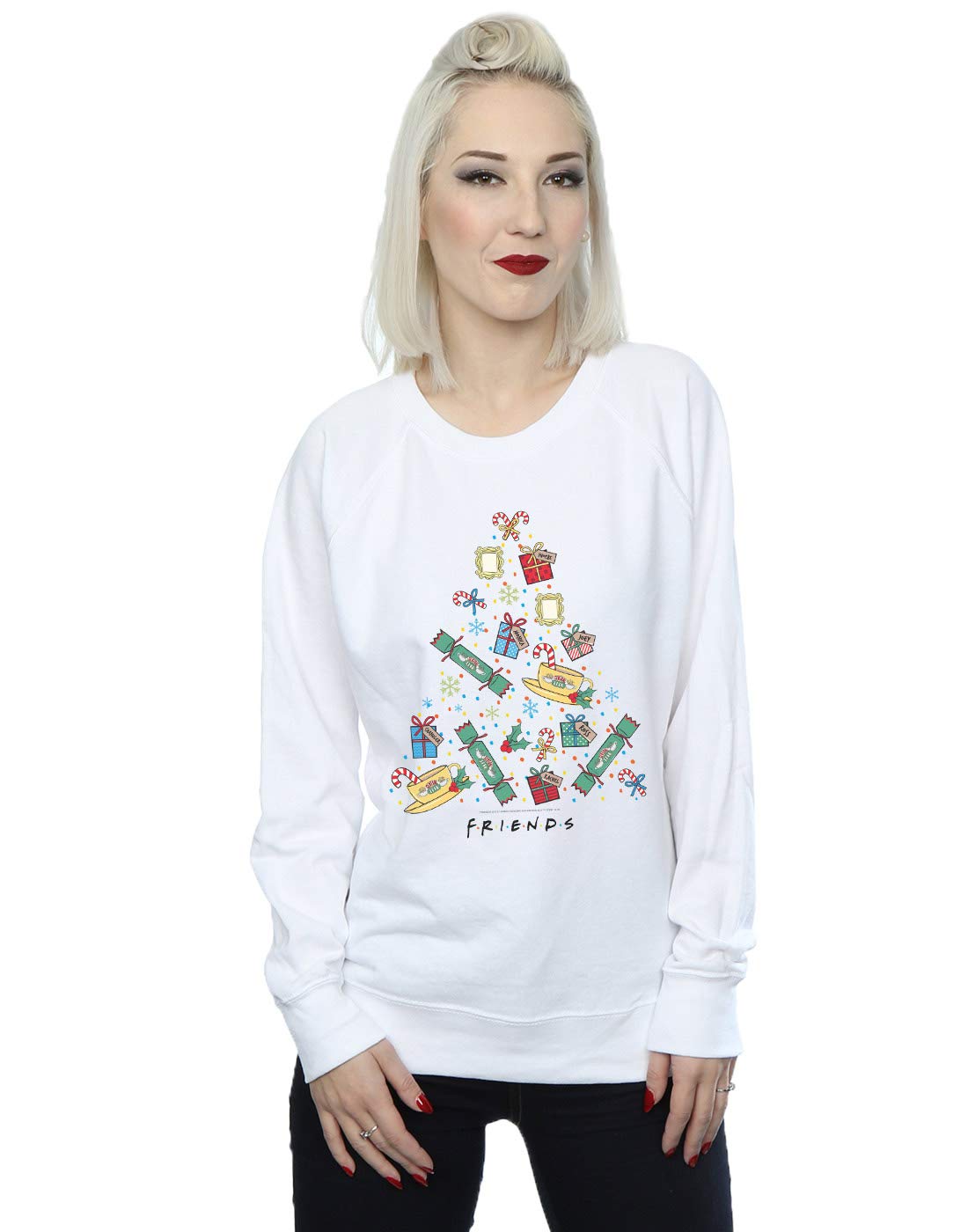 Friends Women's White Christmas Tree Sweatshirt In Medium