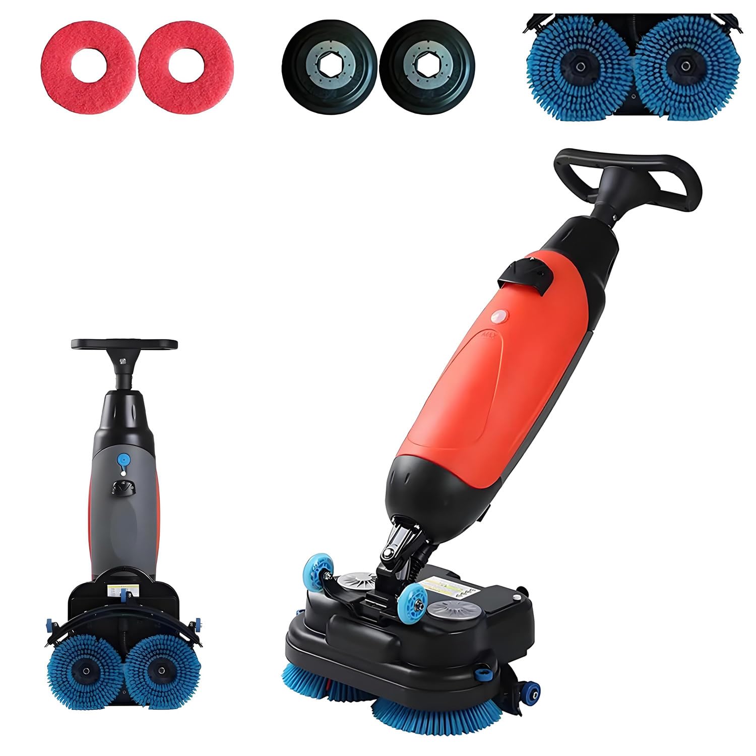 Fregadora Suelos 3-En-1 Eléctrica,Fregadora Pisos Comercial,Máquina Limpiadora Pulidora Aspiradora,Ancho Limpieza 430 Mm,Velocidad Eje 140 RPM,para Cafeterías,Tiendas Hogares Red