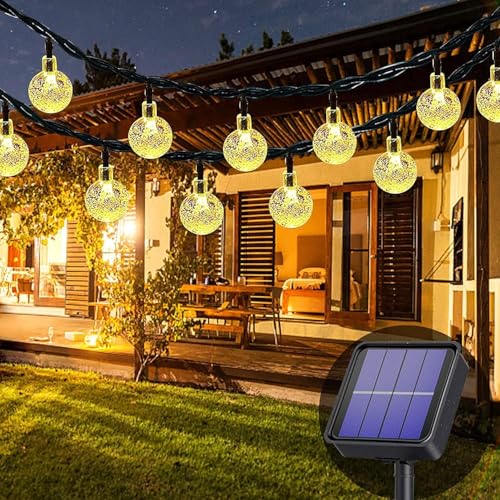 Image of Kyraton 20 LED Solar Globe String Lights - Waterproof Outdoor Fairy Lights with 8 Modes | Warm White Decorative Lights for Garden, Patio, Balcony & Festive Decor