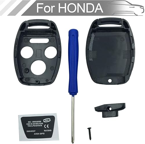 Miniatura 9 de Funda para llavero Honda CR-V Odyssey Accord Crosstour Civic CR-Z, repuesto sin llave con destornillador (2+1 botón, 2 piezas)