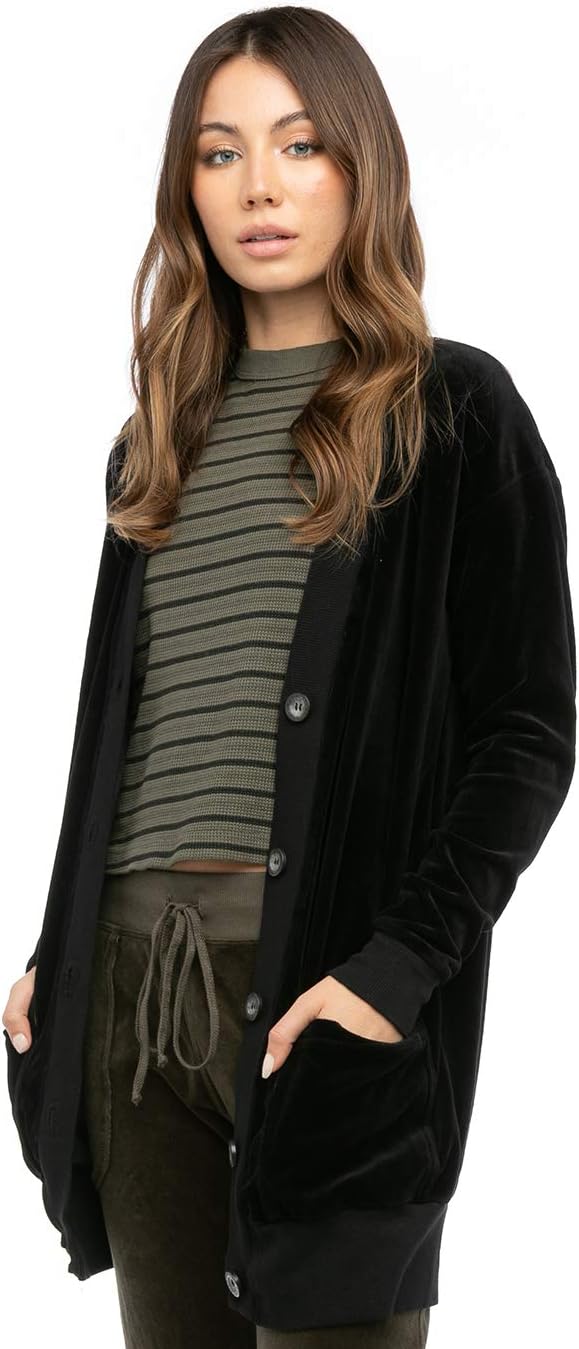 Hard Tail Women's Oversized Velour Cardigan Style V183