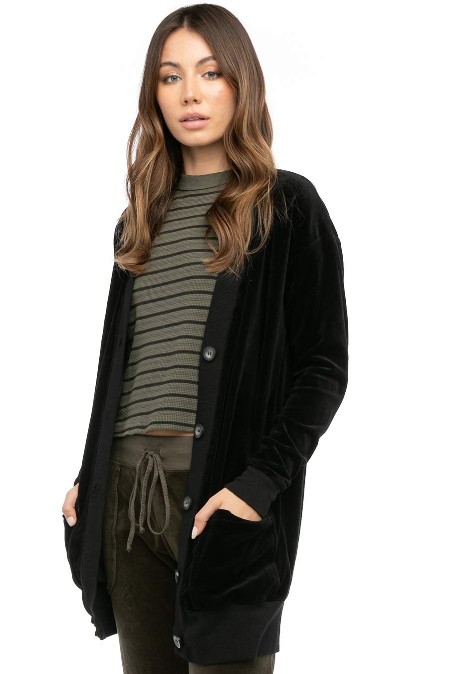 Hard Tail Women's Oversized Velour Cardigan Style V183