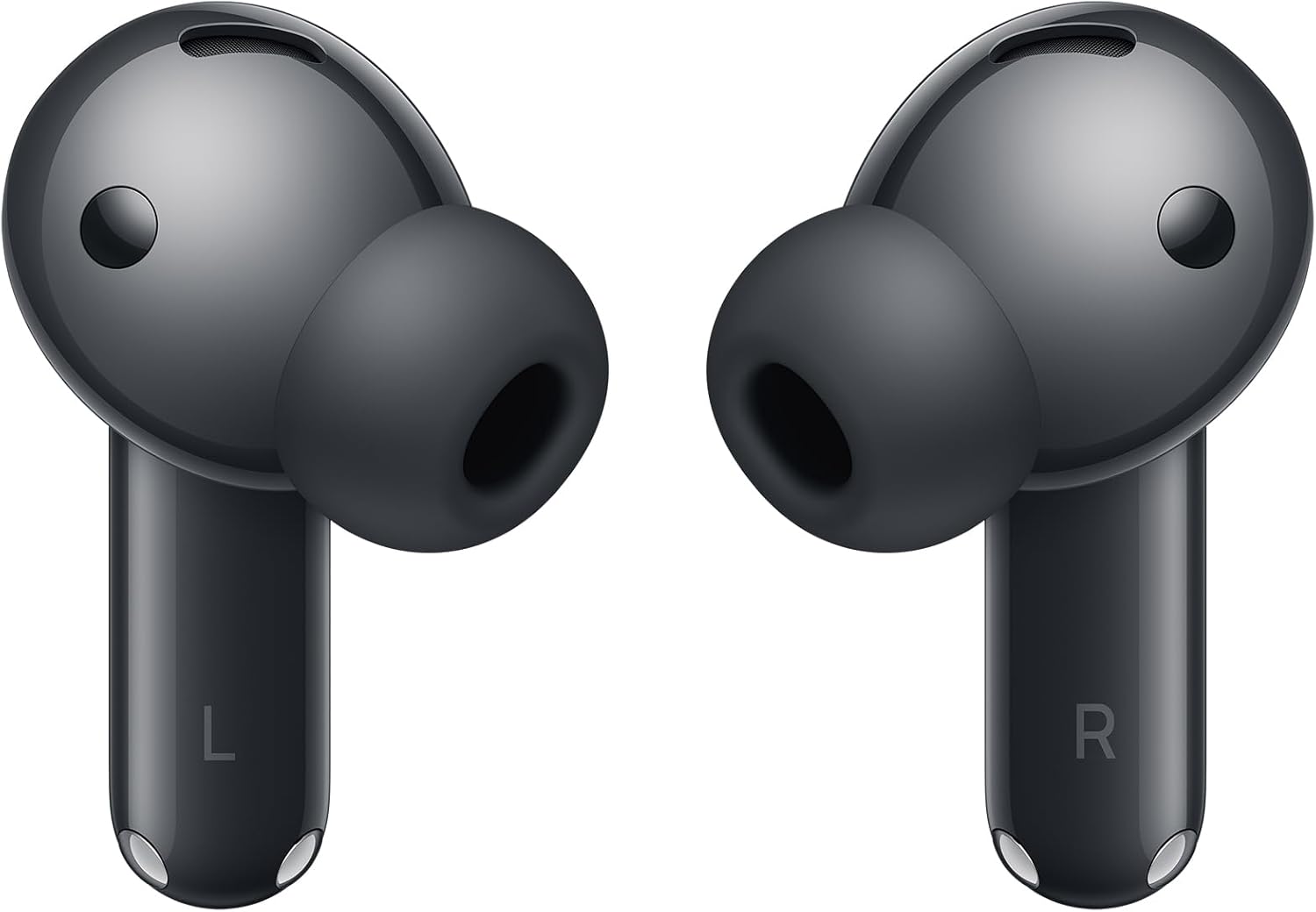 Left and right HUAWEI FreeBuds 7i earbuds, front view, showing the 'L' and 'R' markings.